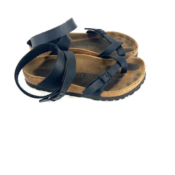 Birkenstock Yara Oiled Leather Sandals in Black - Picture 2 of 6